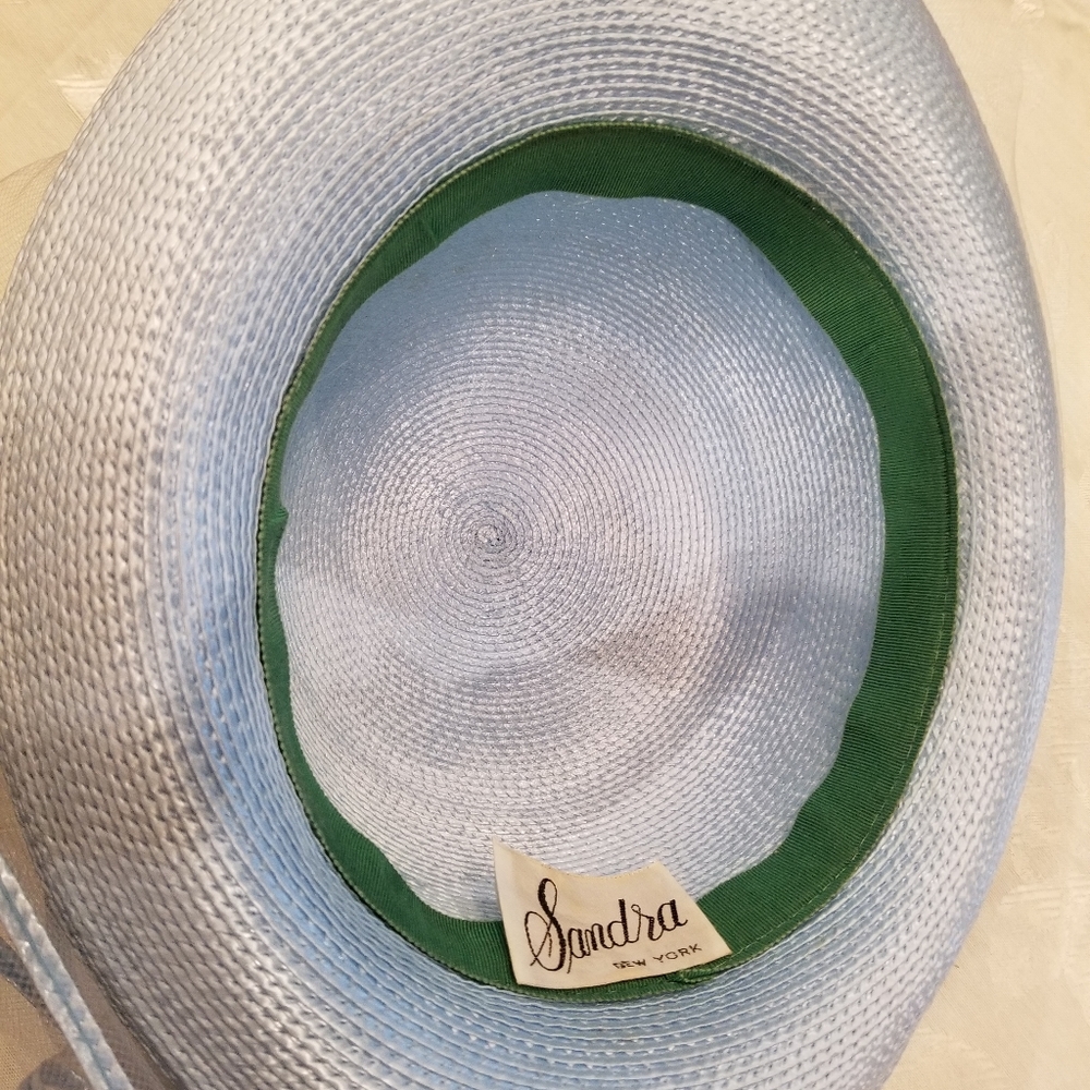 Sandra Vintage Baby Blue Straw Hat - Picture 5 of 6